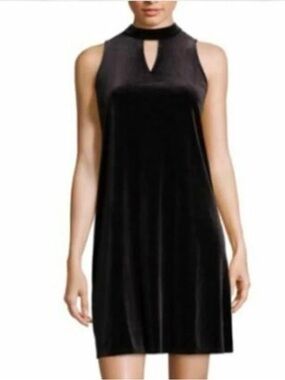 Worthington Black Velvet Keyhole Sleeveless Shift Dress